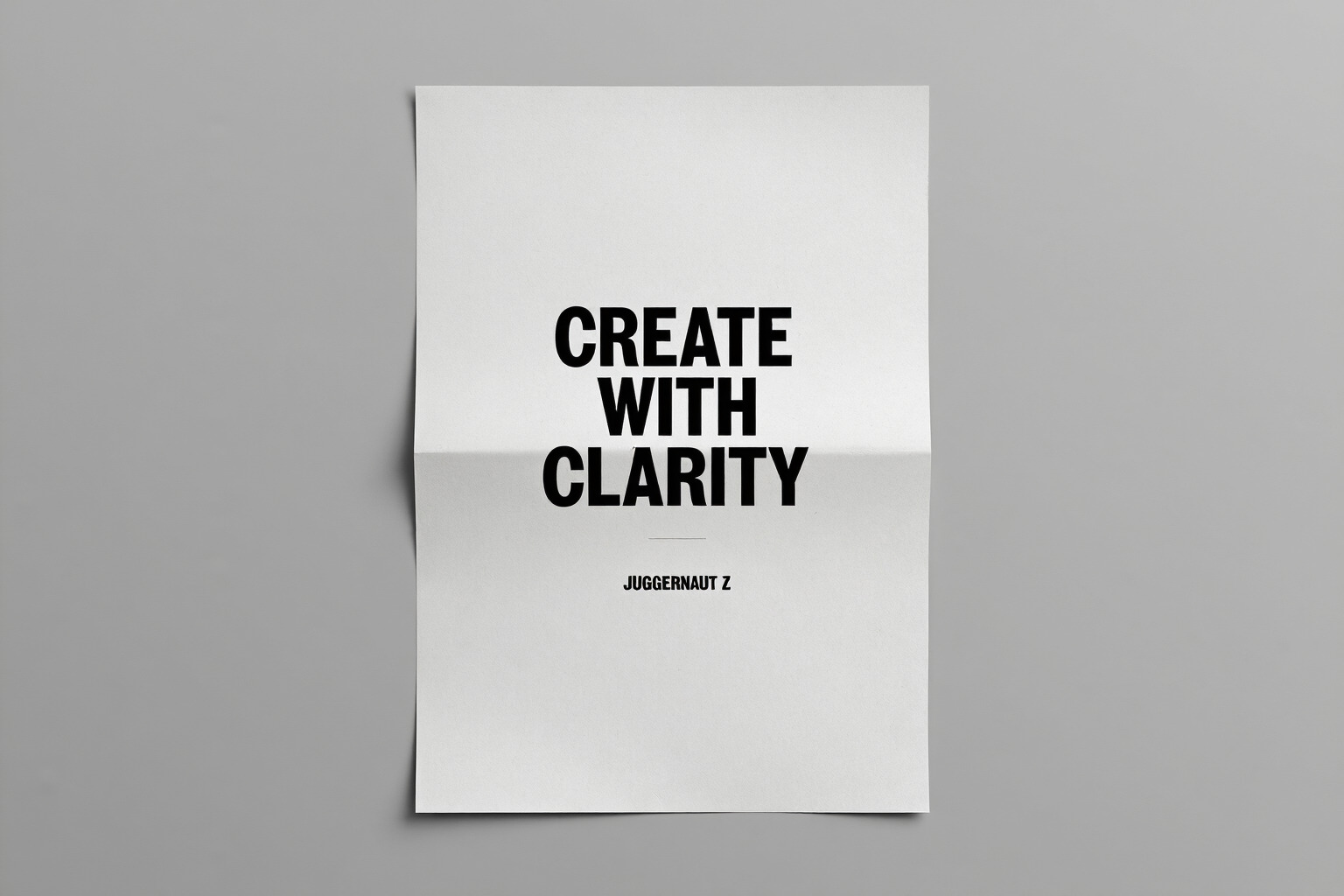 Brand poster example prompt result using the Create With Clarity and Juggernaut Z text layout