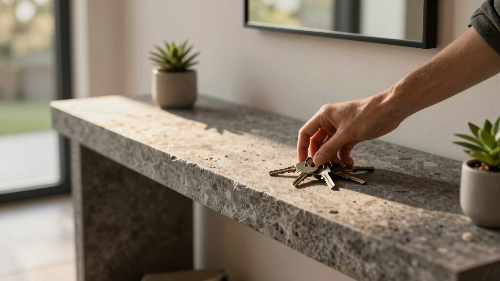 best entryway console table stone top