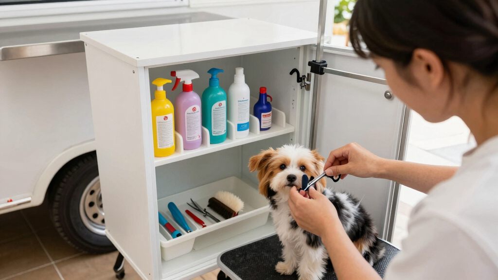 best portable dog grooming station cabinet