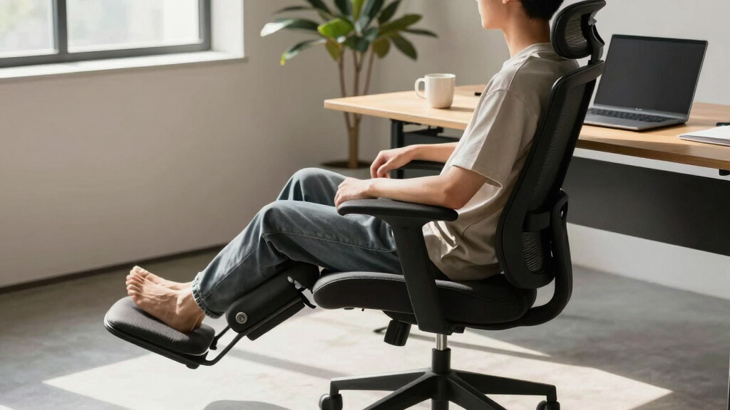 Office chair with footrest for long workdays
