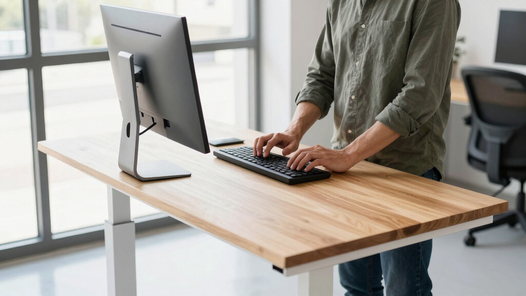 Standing desk with keyboard tray