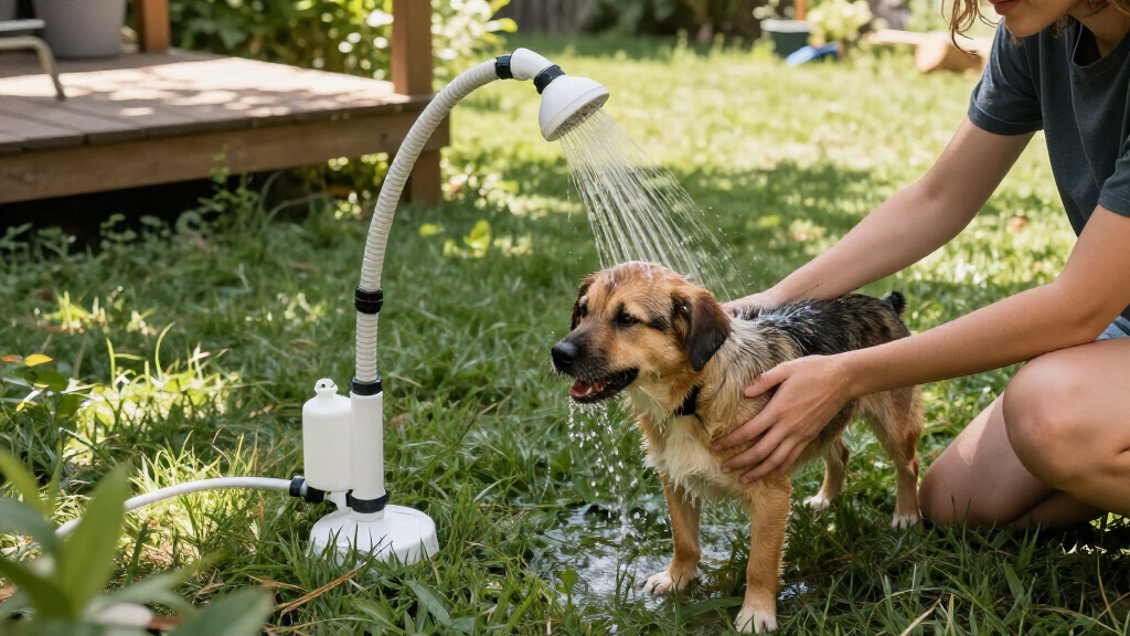 portable outdoor shower for washing dogs
