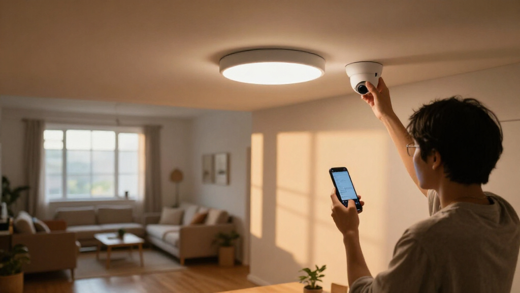 smart ceiling light with security camera