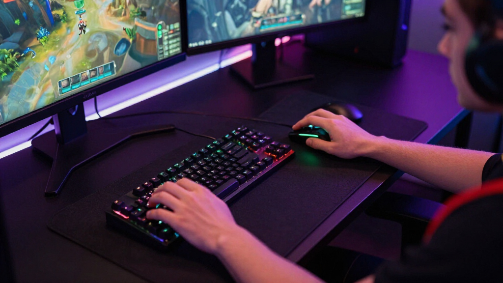 gaming desk with RGB lighting