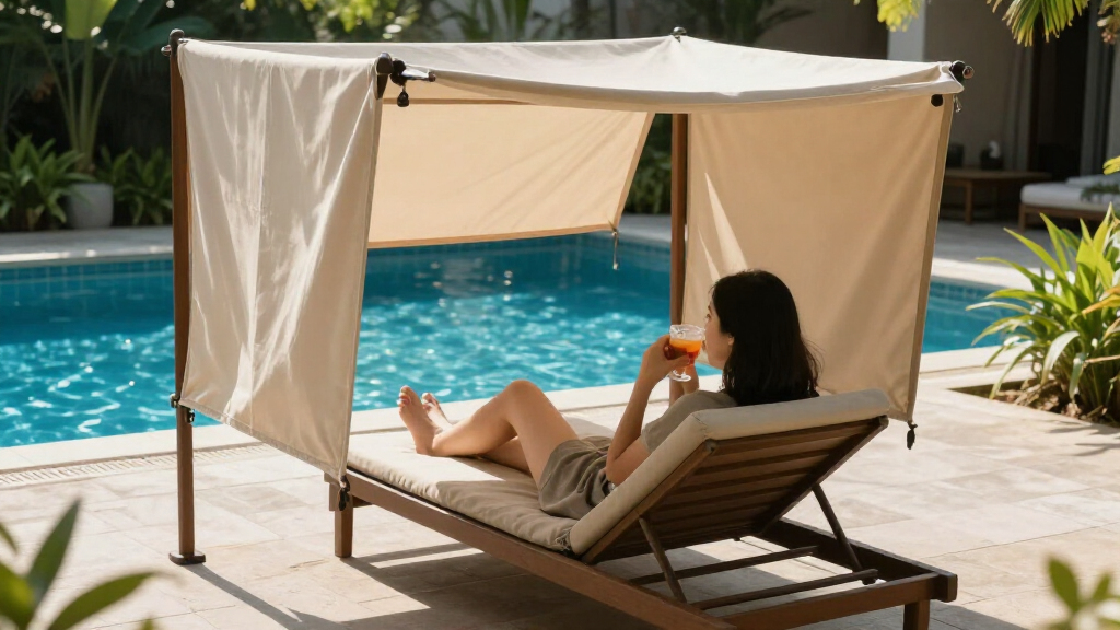 best double chaise lounges with canopy
