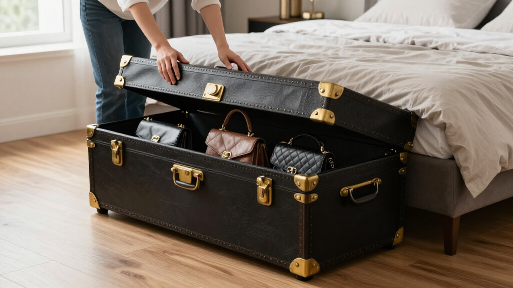 under bed handbag storage trunks for designer handbag storage
