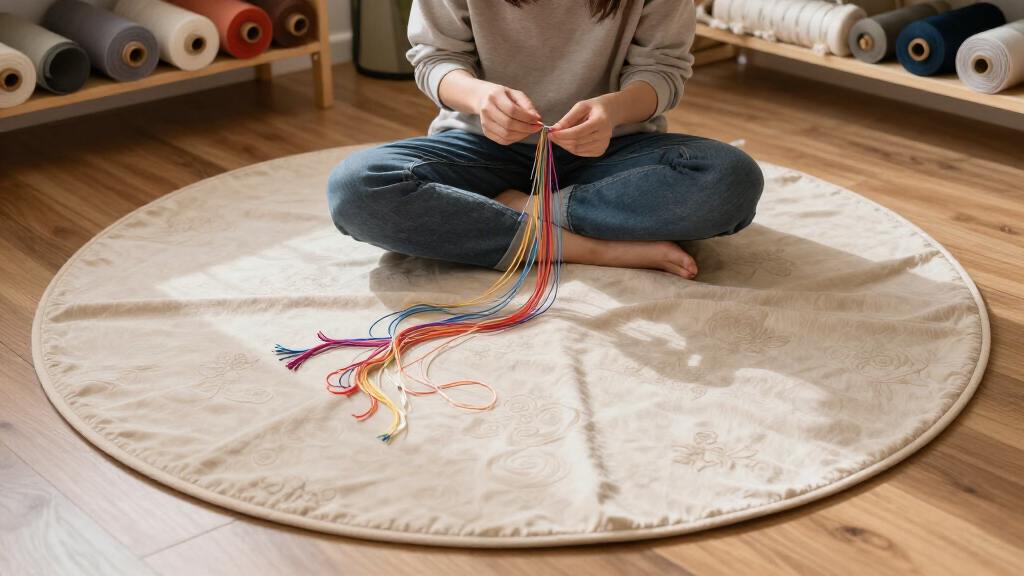 yilong round silk rug 8 ft