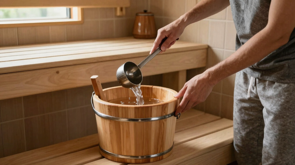 indoor sauna bucket and ladle