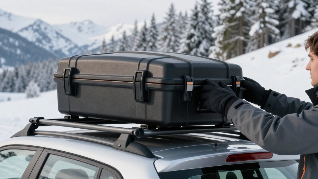 roof cargo box for winter road trip