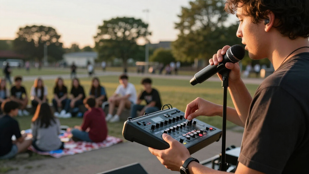 battery powered pa system with mixer for remote gatherings