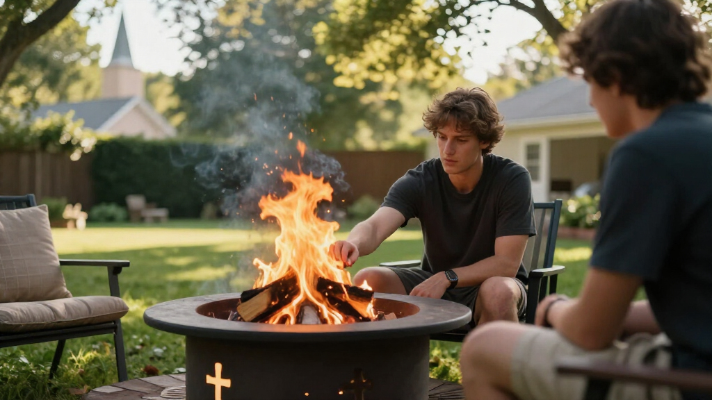 fire pit table for christian backyard gatherings