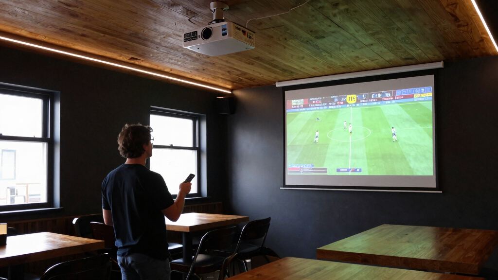 best ceiling mounted projector screen for sports bar basement