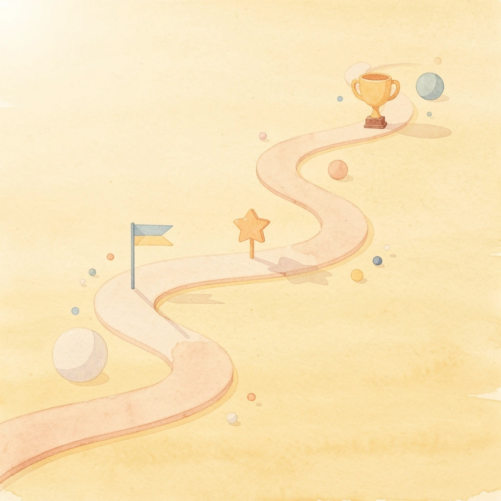 Winding path scene representing a long-term financial journey with unexpected turns