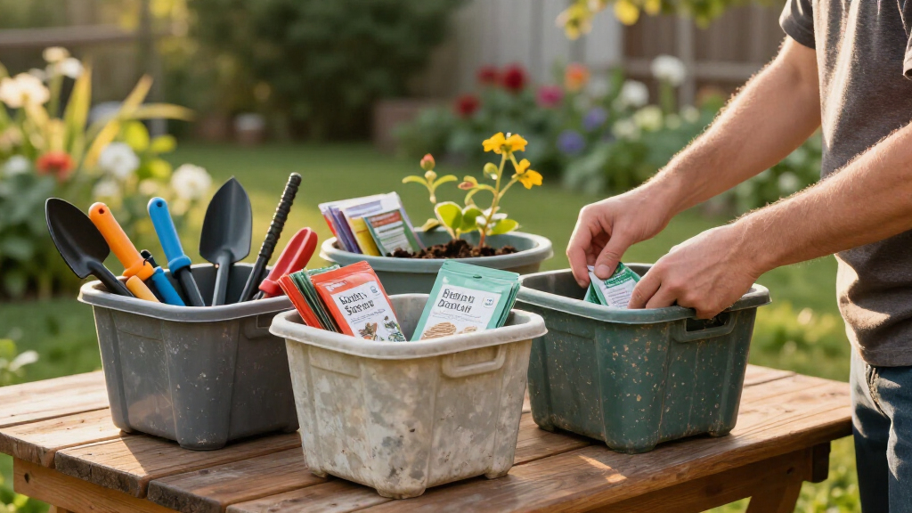 garden organization bins
