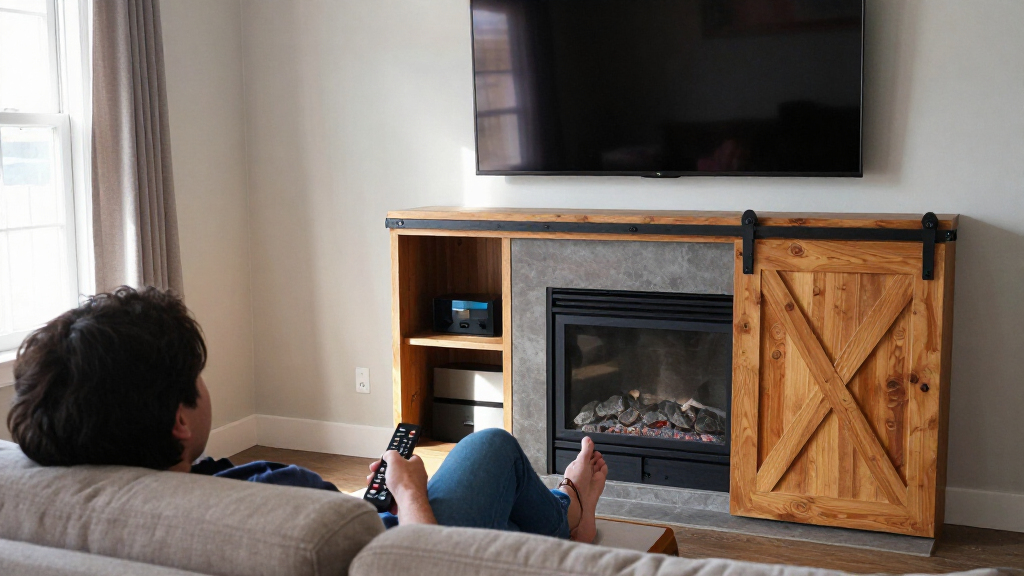 fireplace tv stands with barn doors