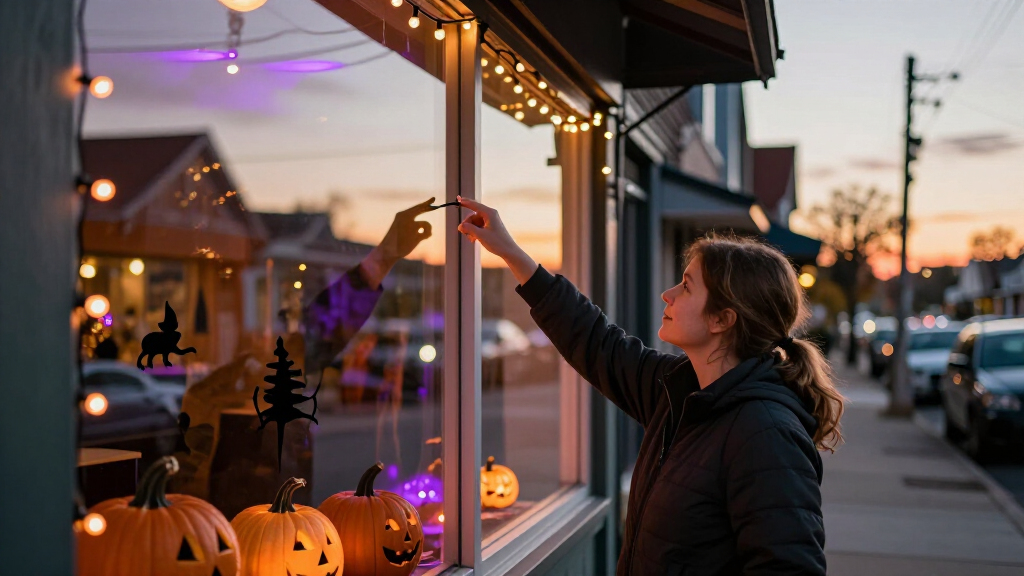 Halloween window display lights for shops