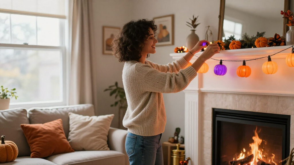 Halloween-themed string lights