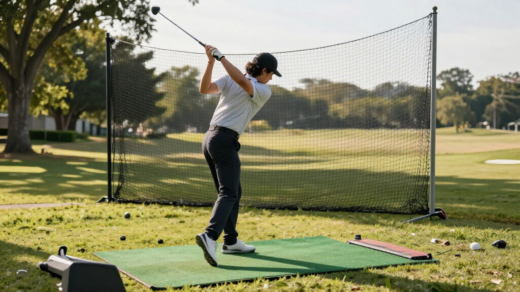 best golf practice station with net and mat