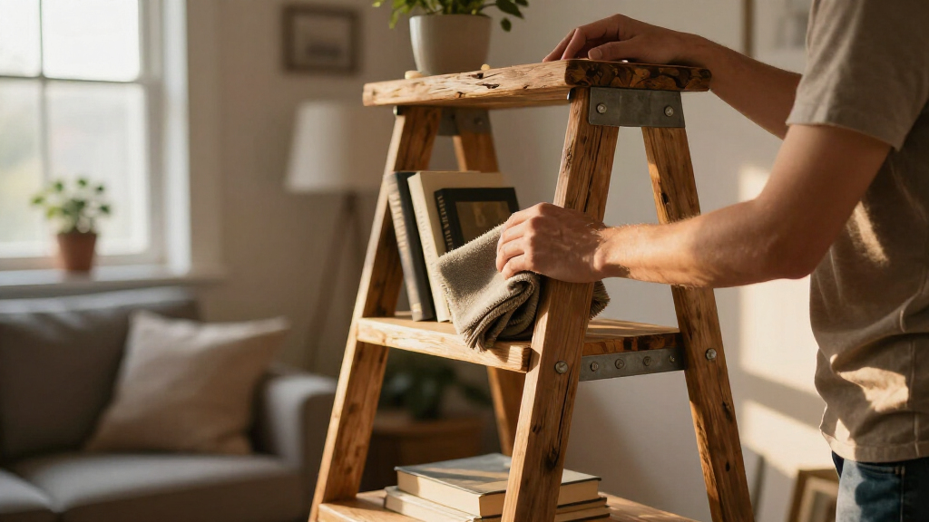 rustic ladder bookcases