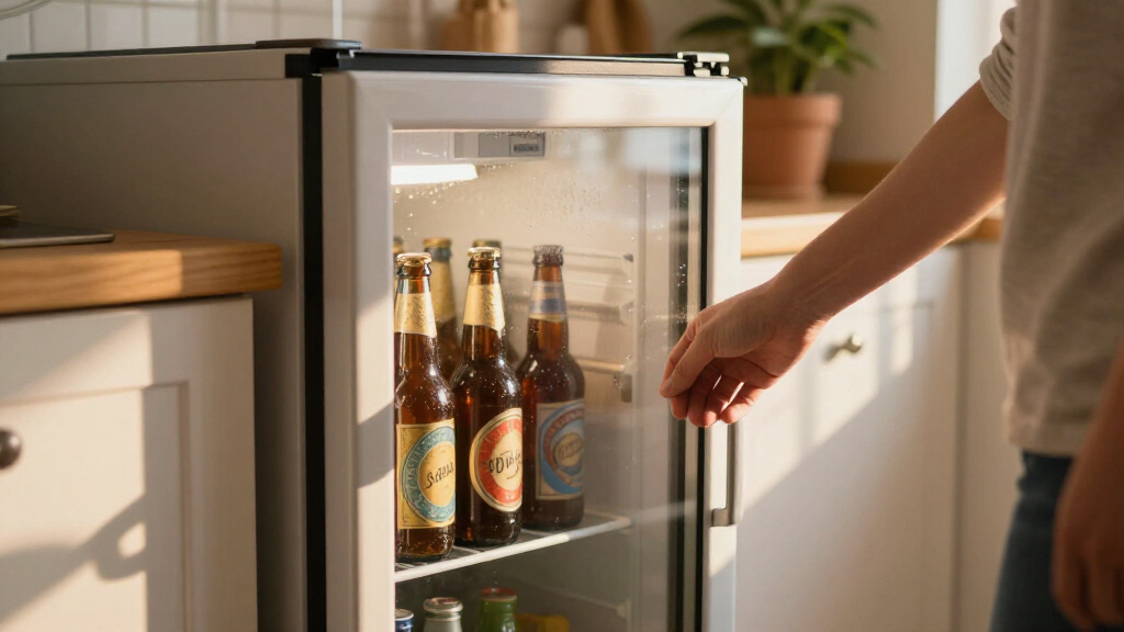 mini beer fridge glass door
