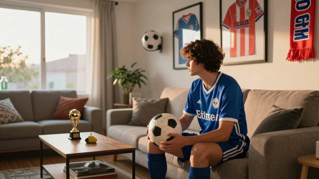 soccer-themed living room decor