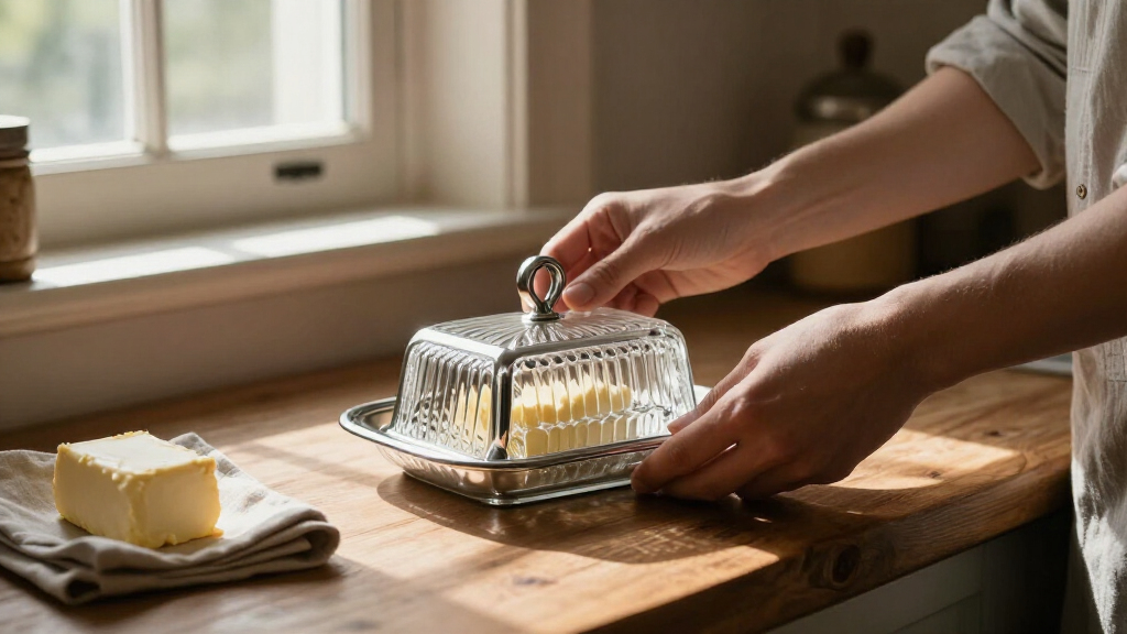 crystal butter dish vintage style