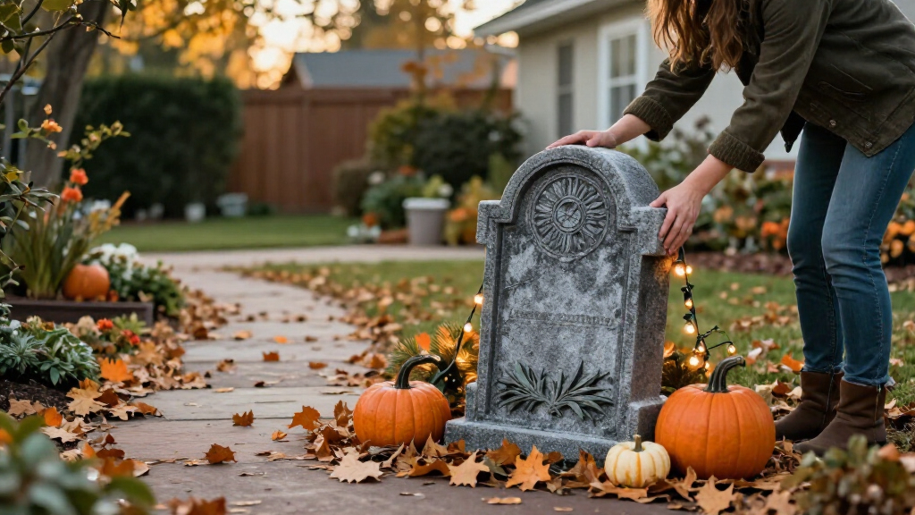 Halloween outdoor garden tombstones