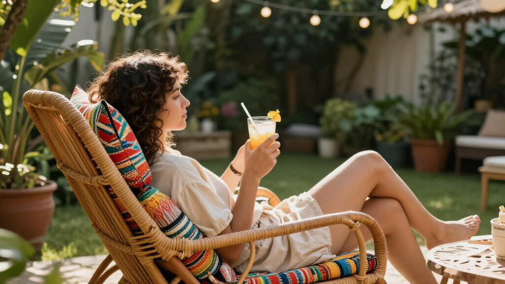 outdoor lounge chair set boho