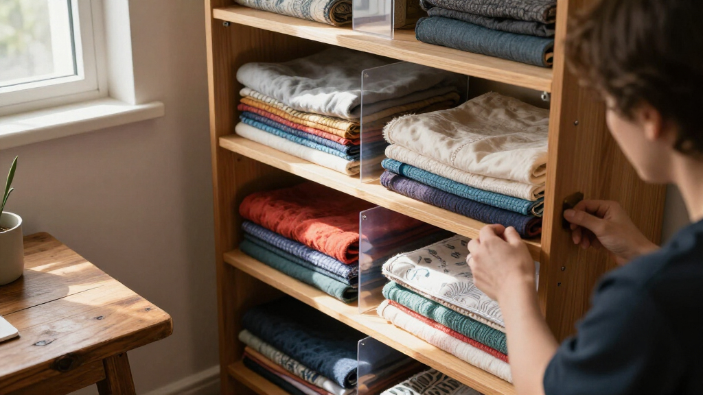 best shelf dividers for folded fabric organization