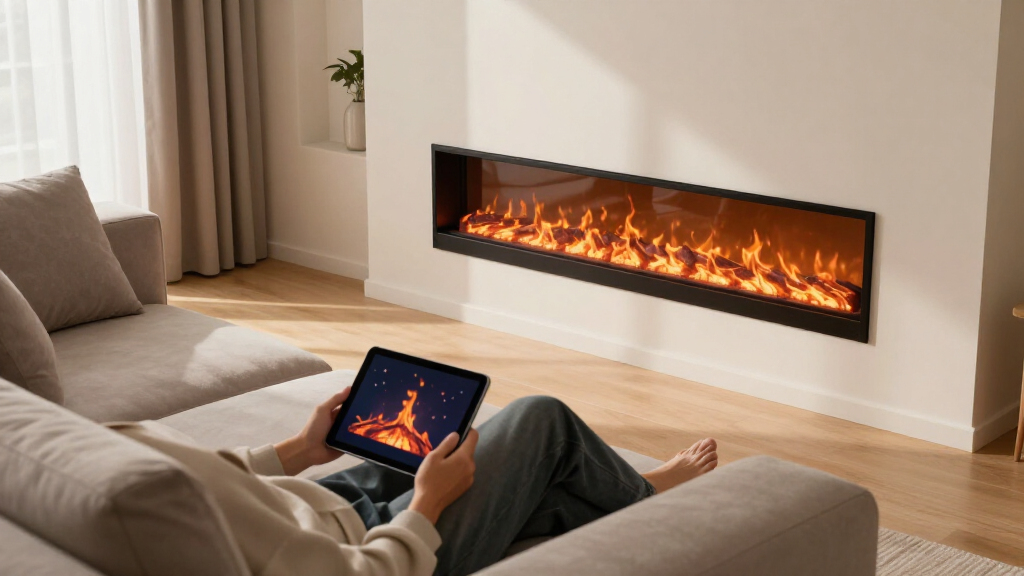 realistic flame linear electric fireplace