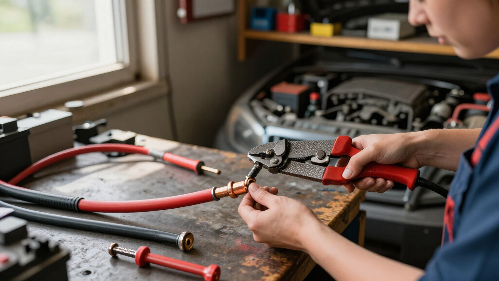 hydraulic crimper for battery lugs