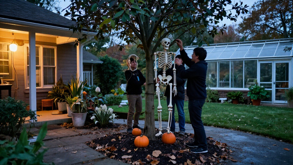 Halloween outdoor skeleton decorations