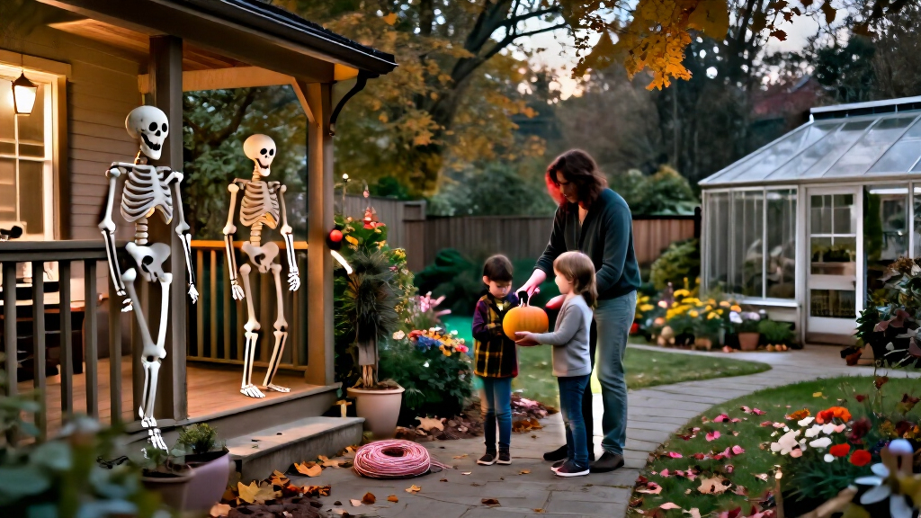 outdoor Halloween skeleton decorations