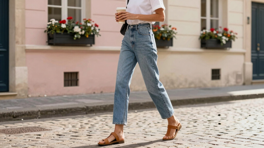 best French-girl jeans and sandals