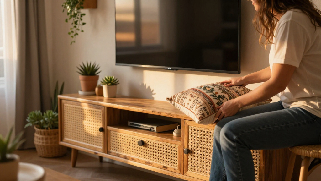 boho media console tv stand