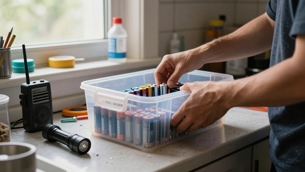 battery organizer for hurricane prep