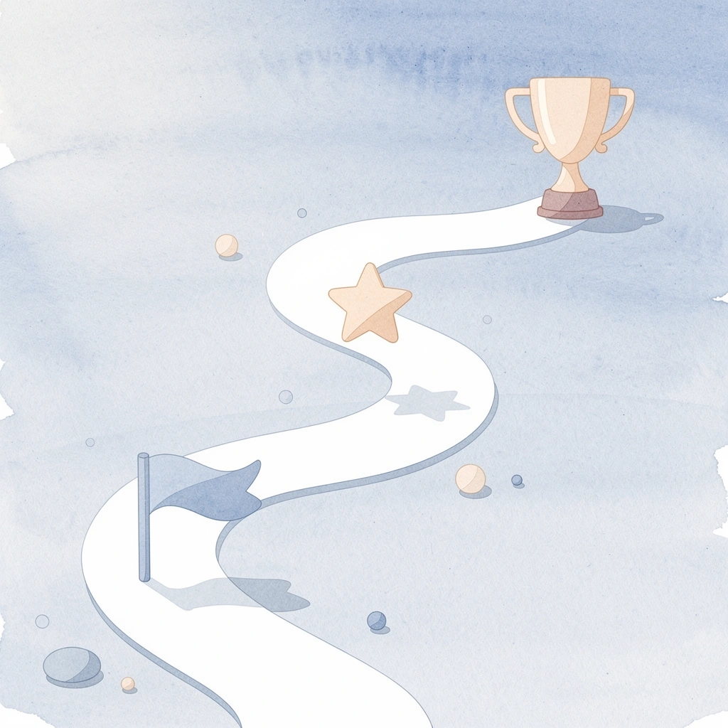 Winding path with milestone markers representing an application modernization roadmap journey