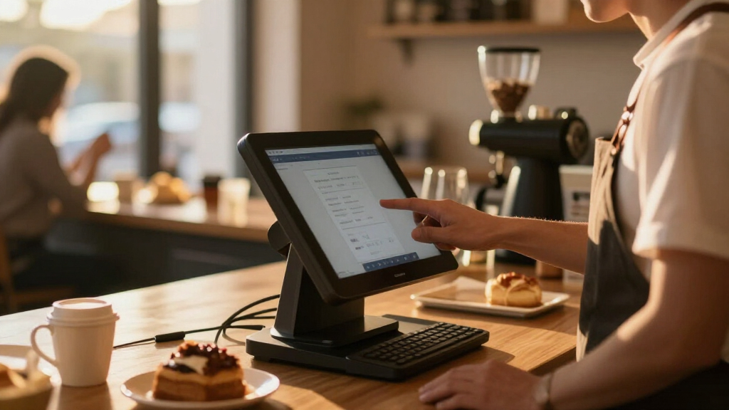 Touchscreen POS terminal for coffee shop
