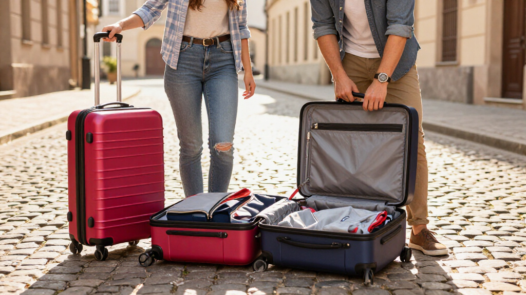 2 piece luggage set for couples europe trip