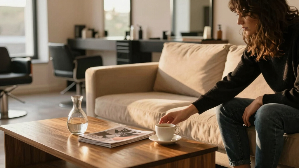 salon waiting area coffee table set