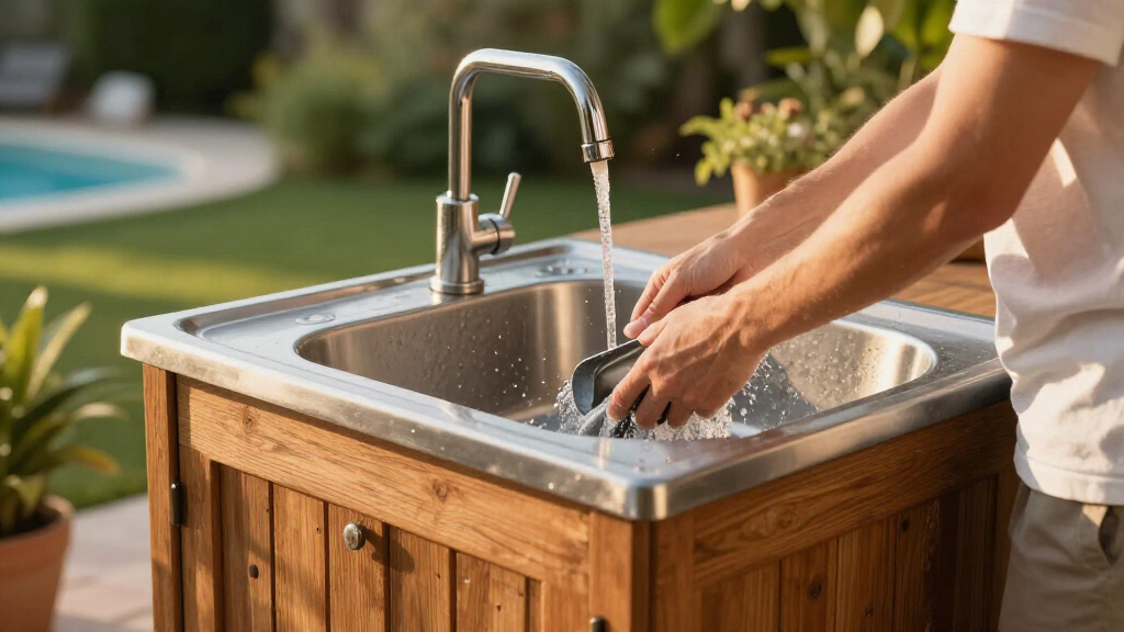 outdoor utility sink with cabinet stainless