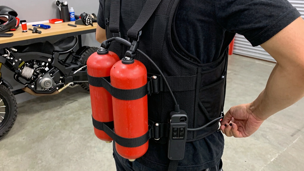 tethered motorcycle airbag vest