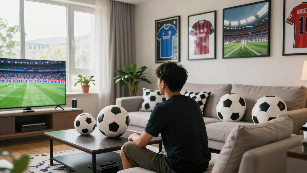 soccer-themed living room decor