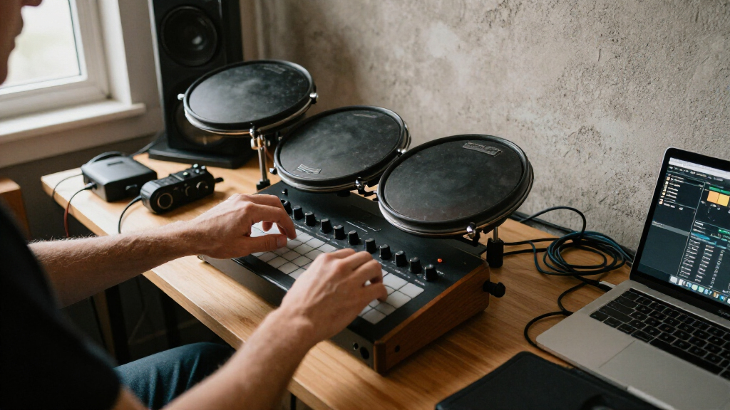 electronic drum kit under