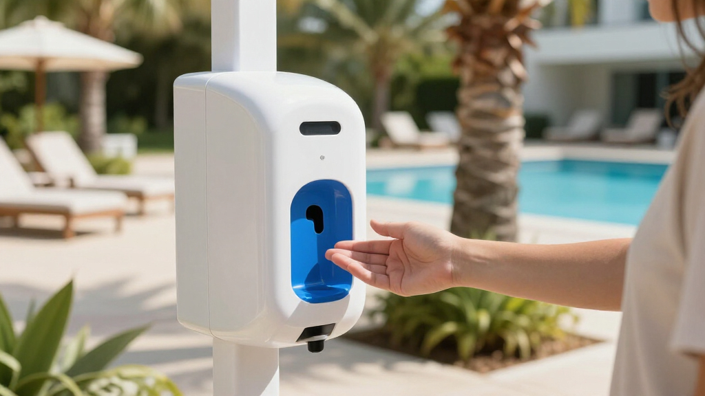 touchless hand sanitizer kiosk for event entrances