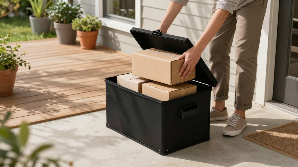 deck box for package deliveries lockable