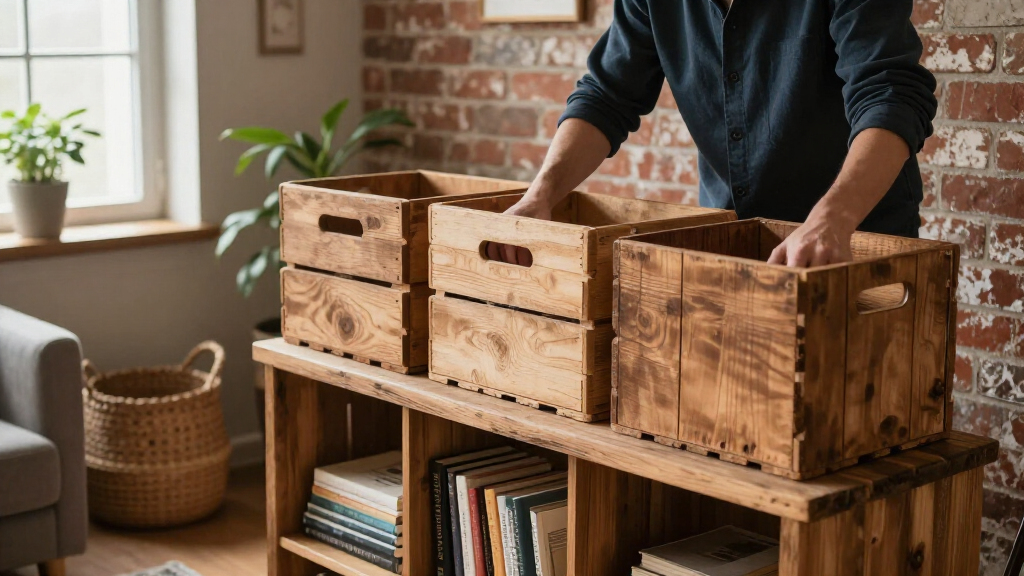 rustic bookshelf storage