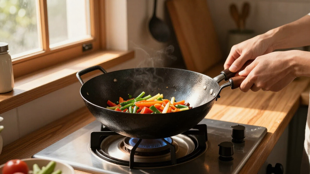 carbon steel wok with flat bottom design