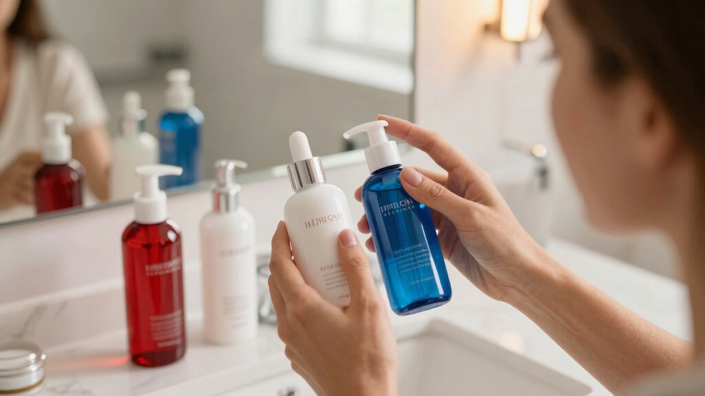 red, white, and blue skincare sets