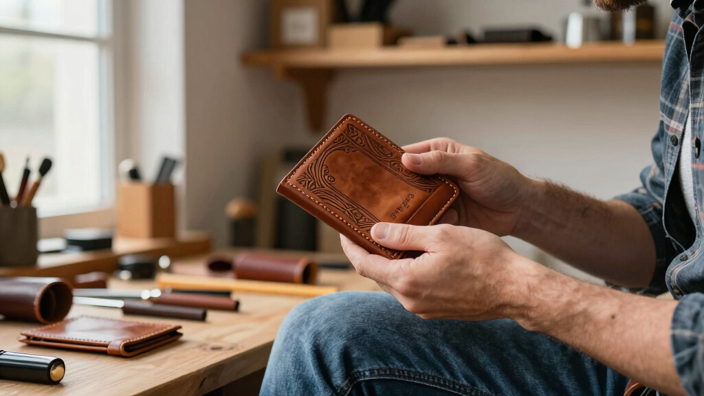 engraved leather wallets for dad